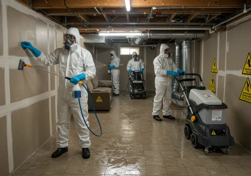 Basement Moisture Removal and Structural Drying process in Jim Thorpe, PA